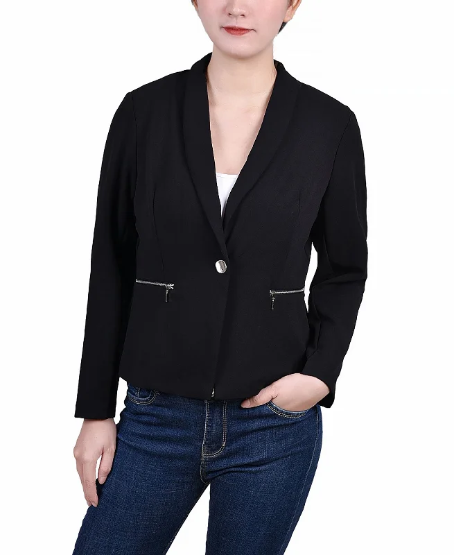 NY Collection Petite Cropped Long Sleeve Crepe Jacket Oversized Jacket Tailored Jacket Straight Jacket NY Collection Petite Cropped Long Sleeve Crepe Jacket Oversized Jacket Tailored Jacket Straight Jacket