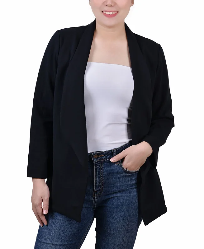 NY Collection Womens 3/4 Sleeve Ponte Jacket Lace Jacket Ribbed Jacket Sequined Jacket NY Collection Womens 3/4 Sleeve Ponte Jacket Lace Jacket Ribbed Jacket Sequined Jacket