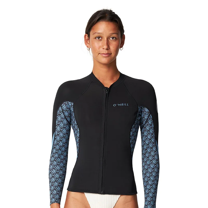 O'NEILL BAHIA FULL ZIP JACKET ALOHA TILE Front Pockets Side Pockets Patch Pockets