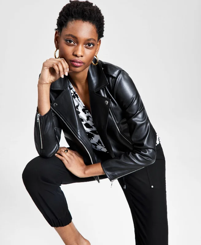 Petite Faux-Leather Moto Jacket Jersey Jacket Tulle Jacket Batik Jacket