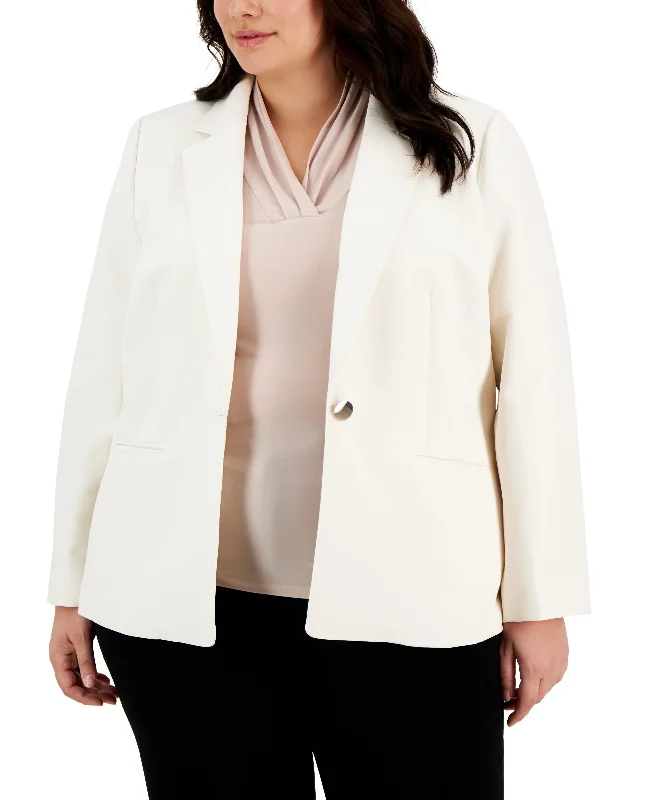 Plus Size Contour Stretch One-Button Jacket Stand-Up Collar Roll-Neck Collar Turtle Neck Plus Size Contour Stretch One-Button Jacket Stand-Up Collar Roll-Neck Collar Turtle Neck