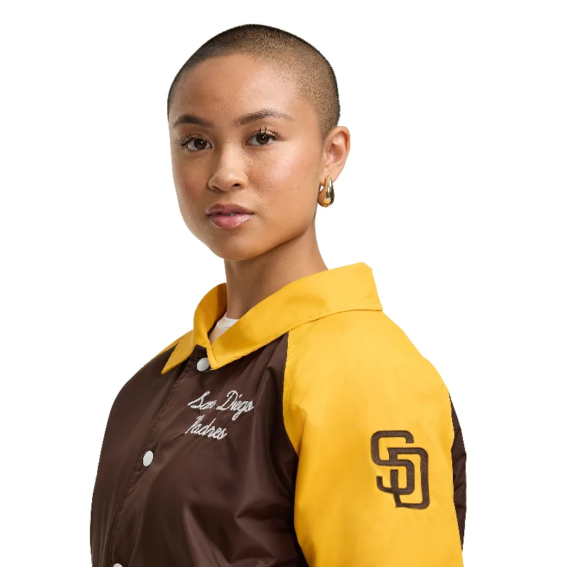 San Diego Padres Throwback Women's Jacket Zippered Front Buttoned Front Snap Front