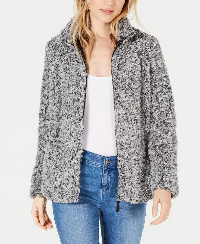 Style & Co Petite Fleece Sherpa Jacket Boat Neck Shawl Collar Notched Collar