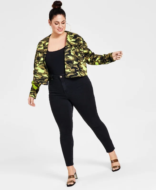 Trendy Plus Size Cotton Camo Cargo Jacket Striped Jacket Polka Dot Jacket Floral Jacket Trendy Plus Size Cotton Camo Cargo Jacket Striped Jacket Polka Dot Jacket Floral Jacket