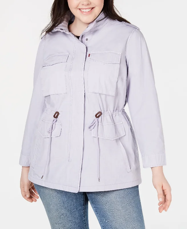 Trendy Plus Size  Cotton Utility Jacket Knit Fabric Woven Fabric Fleece Fabric