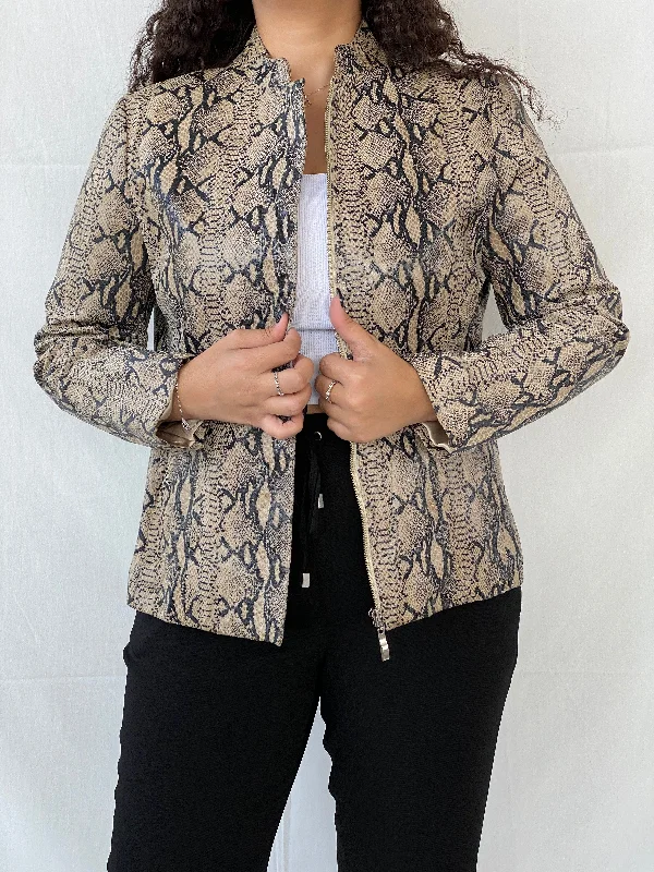 Vintage TUSKANY Italy Women’s Zip Up Snake Skin Leather Jacket - L Denim Jacket Leather Jacket Suede Jacket Vintage TUSKANY Italy Women’s Zip Up Snake Skin Leather Jacket - L Denim Jacket Leather Jacket Suede Jacket