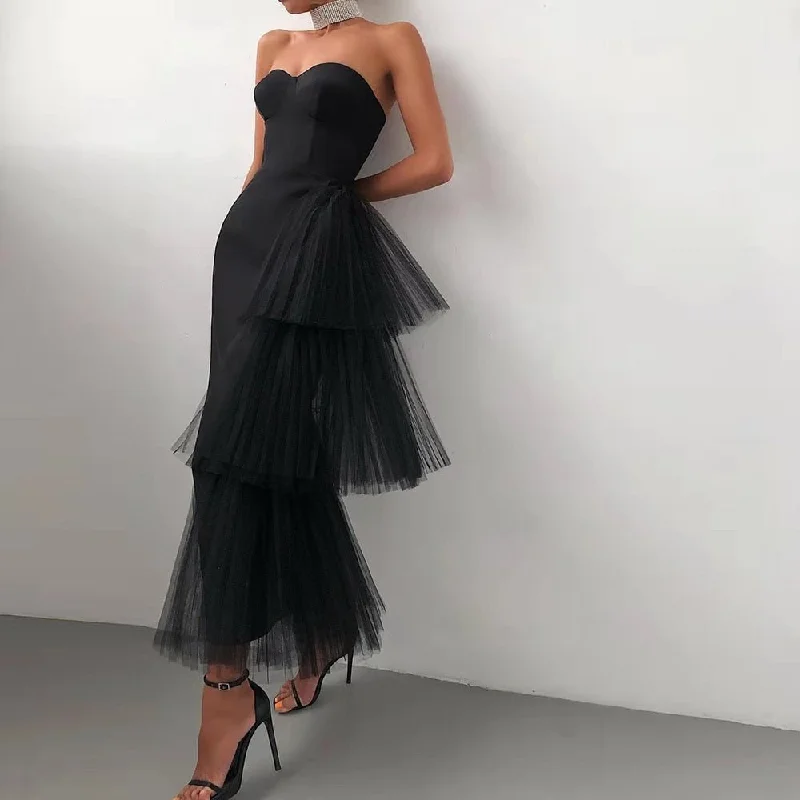 BLADAPHY Poly-Spandex Strapless Sheath Dress