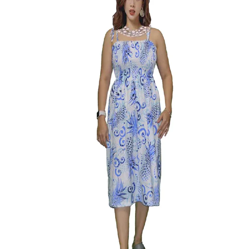 Abstract Pineapple Tube Top Hawaiian Dress