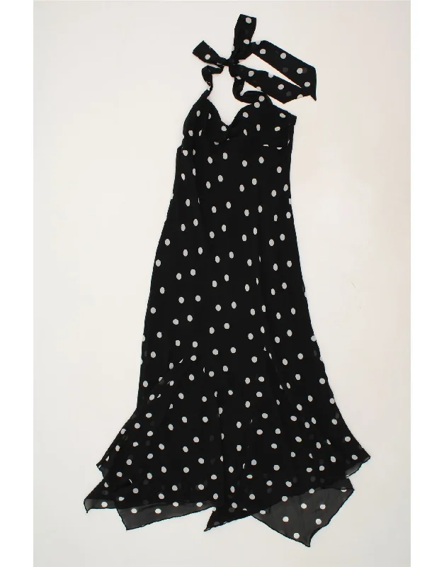 BAY Womens Asymmetric Halter Dress UK 10 Small Black Polka Dot