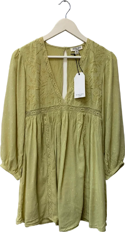 Brave Soul Green Embroidered V-Neck Dress UK S