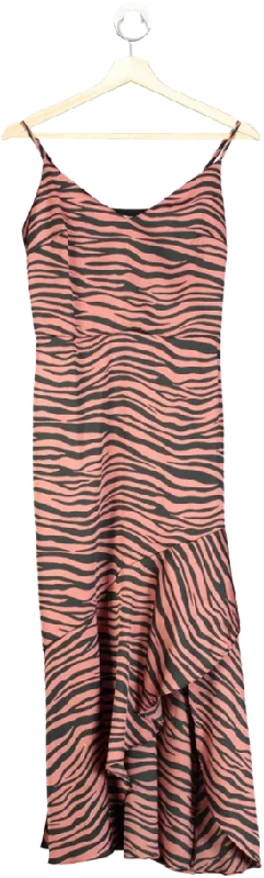 Coast Pink Strappy Satin Zebra Print Dress UK 8