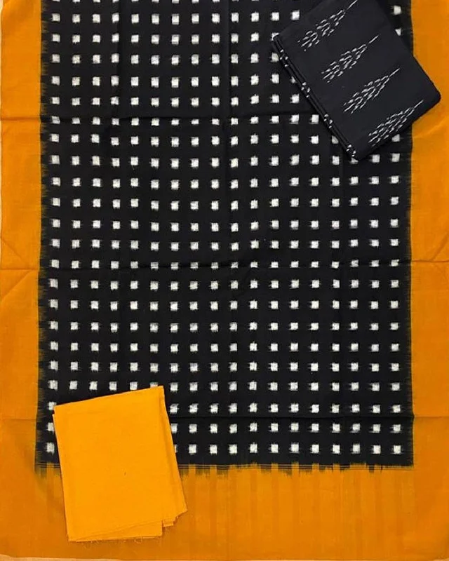 DOUBLE IKAT BLACK WITH YELLOW COLOR DRESS MATERIAL-B1