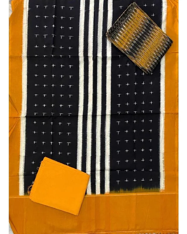 DOUBLE IKAT BLACK WITH YELLOW COLOR DRESS MATERIAL-B7