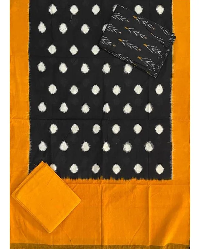 DOUBLE IKAT BLACK WITH YELLOW COLOR DRESS MATERIAL-B11