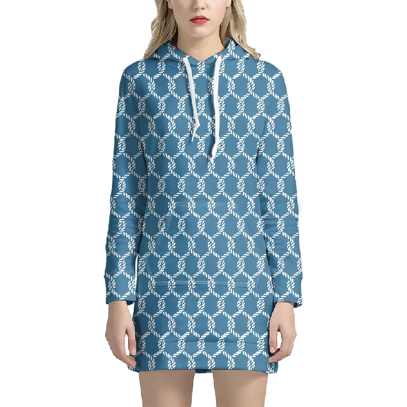 Fishing Rope Knots Pattern Print Pullover Hoodie Dress