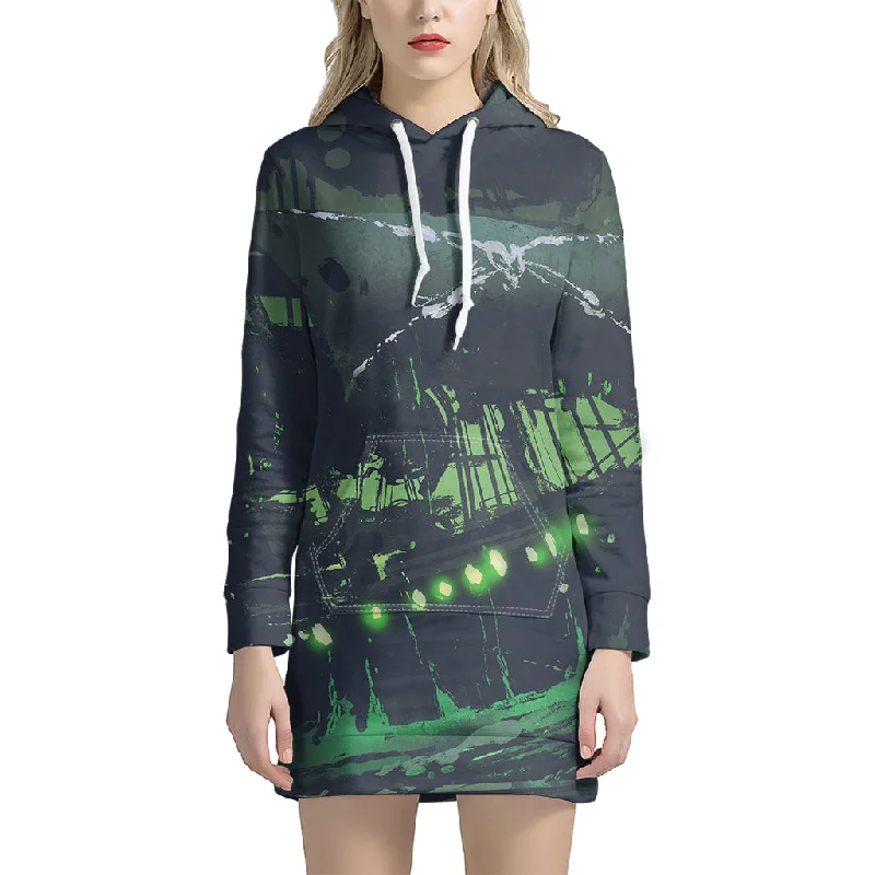 Flying Dutchman Ghost Pirate Ship Print Pullover Hoodie Dress