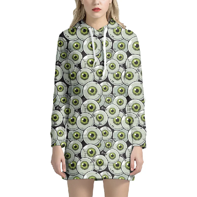 Frankenstein Eyeball Pattern Print Pullover Hoodie Dress