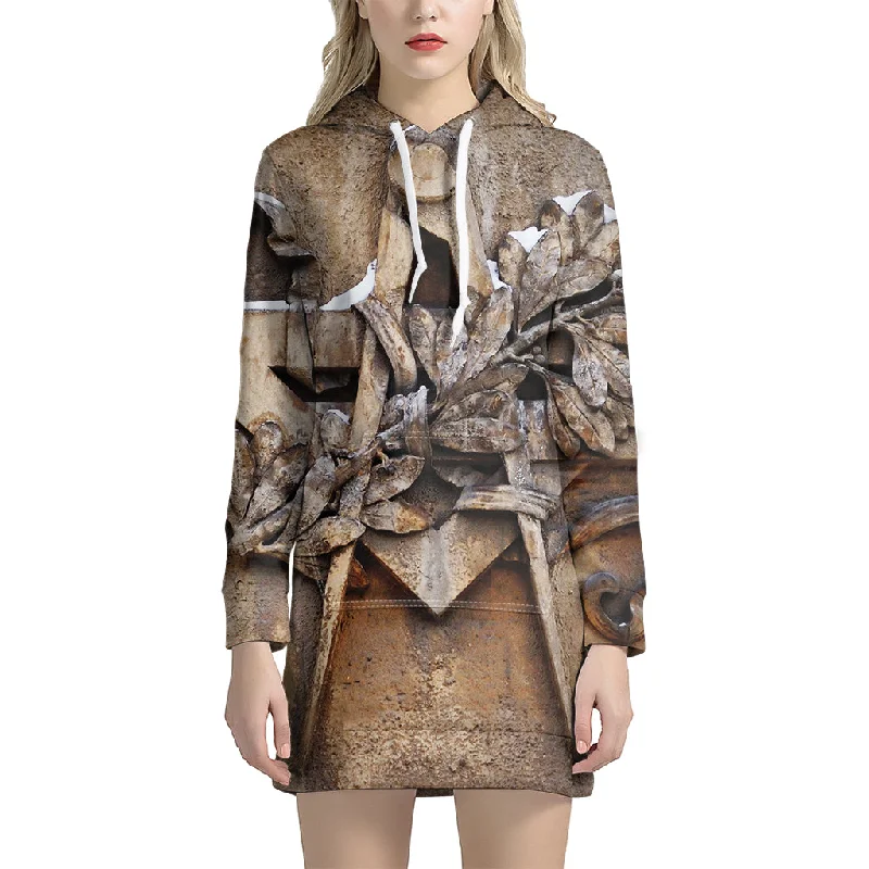 Freemasonry Emblem Print Pullover Hoodie Dress