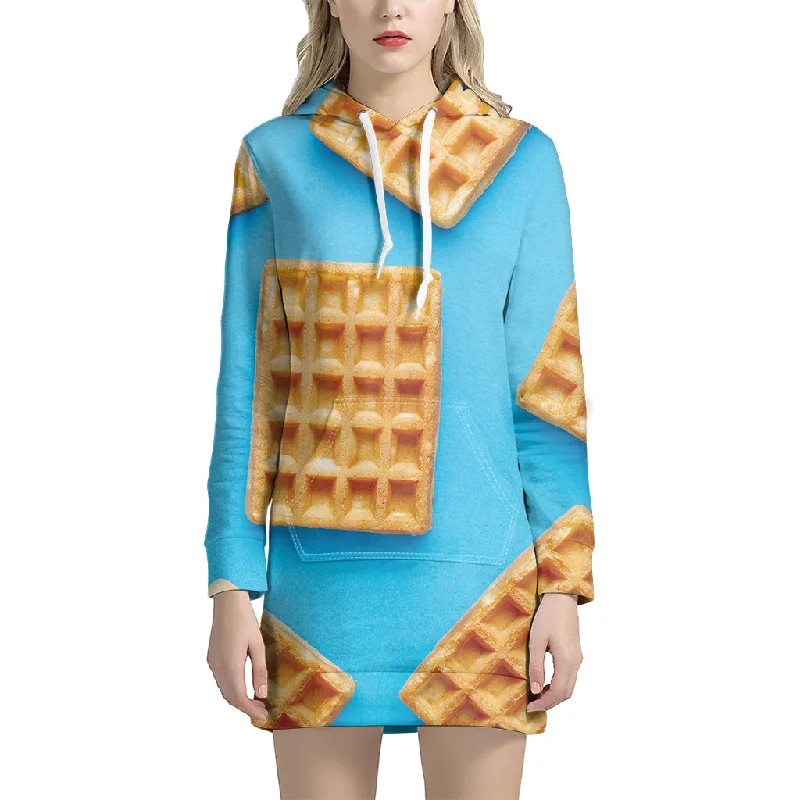 Fresh Waffles Print Pullover Hoodie Dress