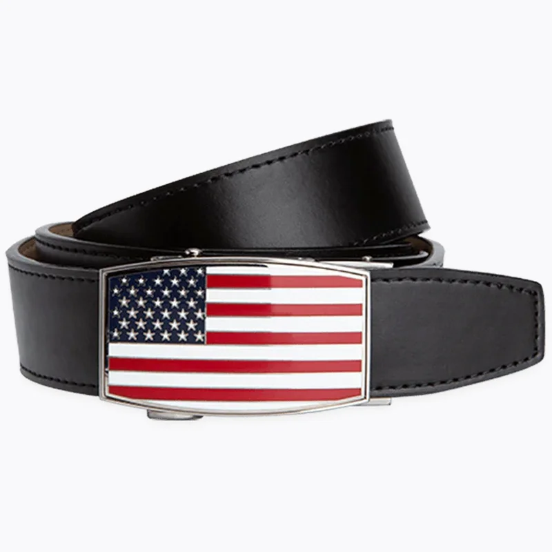 XL USA Flag Aston Black, 1 3/8" Strap, Dress Ratchet Belt