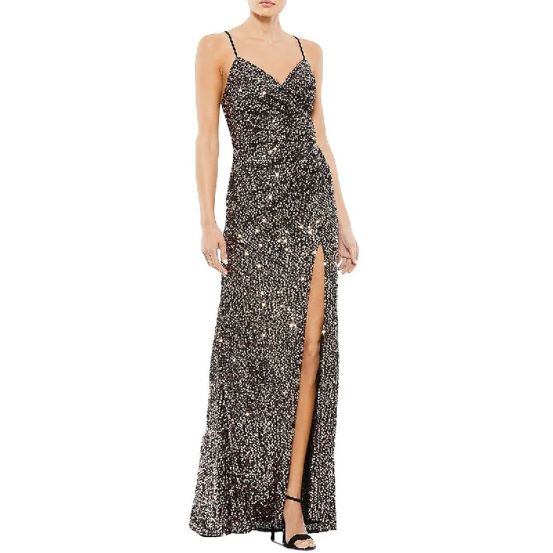 Ieena for Mac Duggal Womens Sequined Long Evening Dress