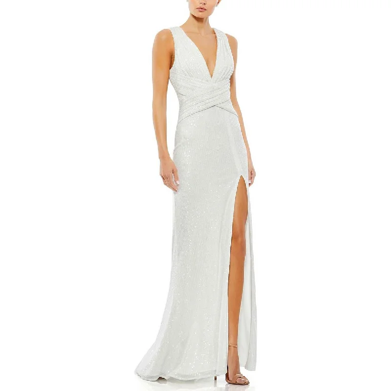 Ieena for Mac Duggal Womens Sequined Long Evening Dress