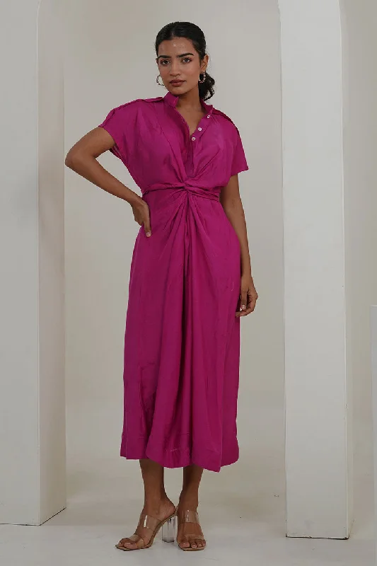 Fuschia Pink Knotted Dress
