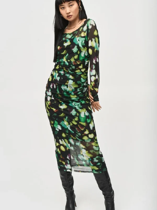 Joseph Ribkoff Mesh Abstract Print Sheath Dress 243090 Col 178