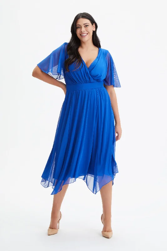 Julie Solid Cobalt Hanky Hem Dress