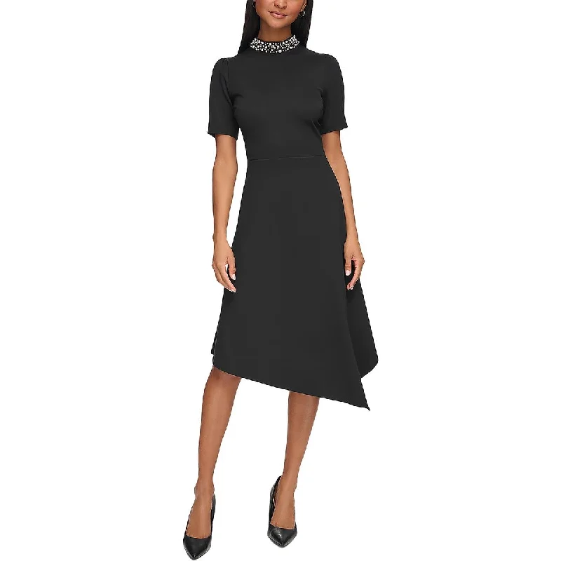 Karl Lagerfeld Paris Womens Puff Sleeve A-Line Fit & Flare Dress