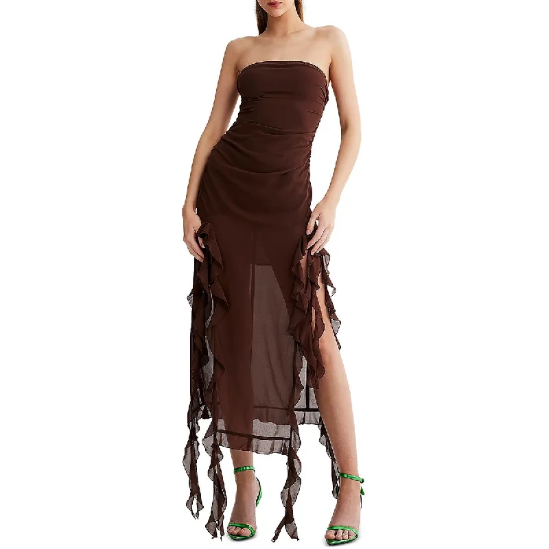 Lioness Womens Hi-Low Strapless Evening Dress