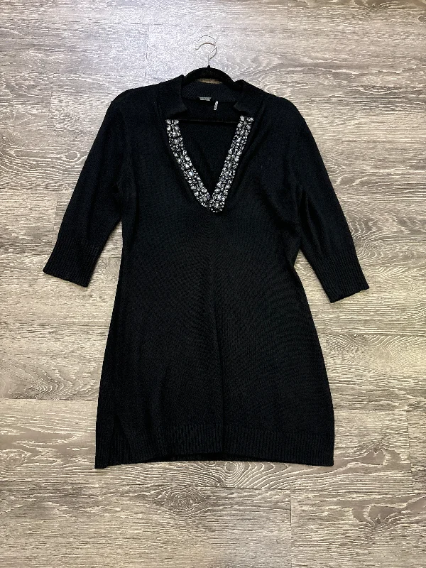 Magaschoni Rhinestone V Neck Dress - Medium