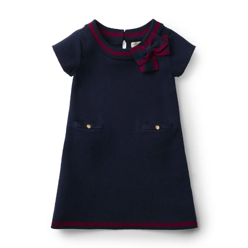 Milano Tipped Sweater Dress | Navy + Berry