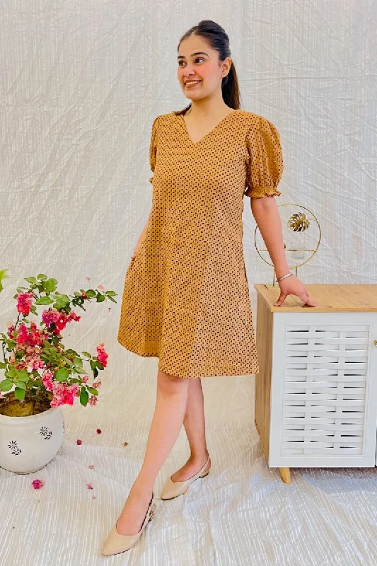 Nude Schiffli Embroidered Flare Dress