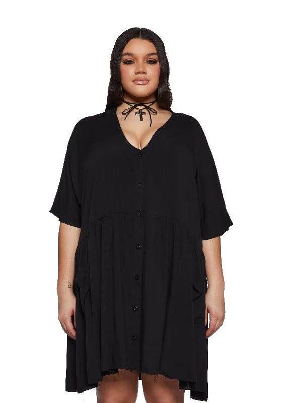 Plus Not Your Babydoll Dress - Black