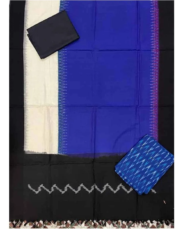 POCHAMPALLY IKAT COTTON BLUE COLOR DRESS MATERIAL - C7