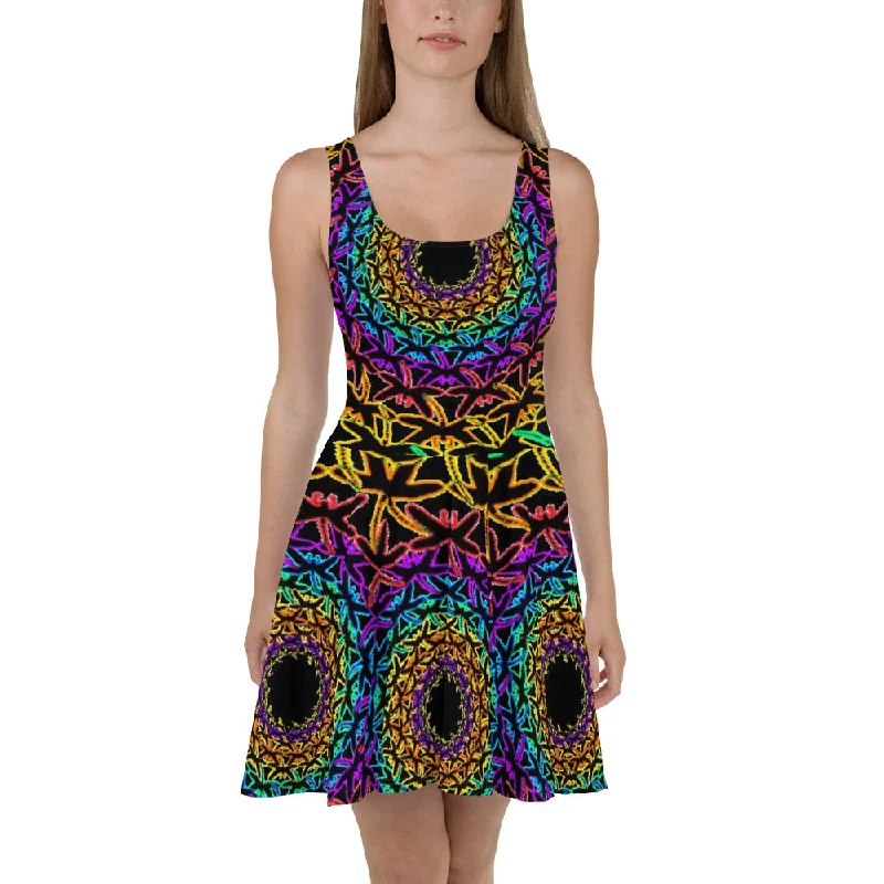 Rainbow Dragonfly by John  A. Conroy Skater Dress