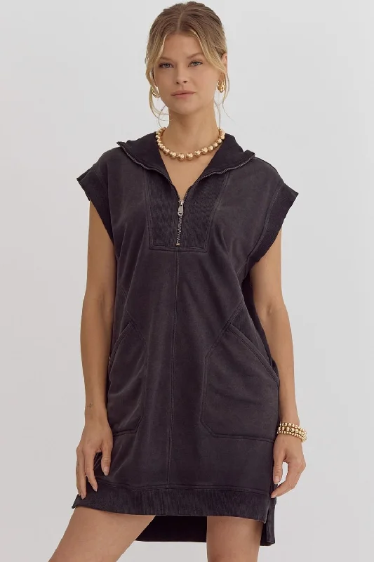 Solid Mock Neck Dress
