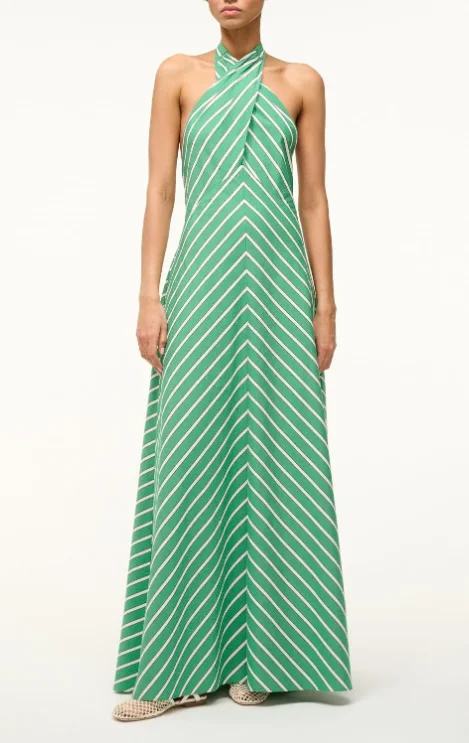 Staud Dawn Dress - Seaweed Stripe