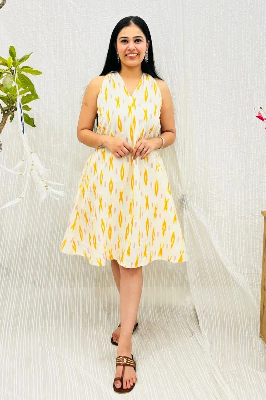 White Ikat Summer Dress