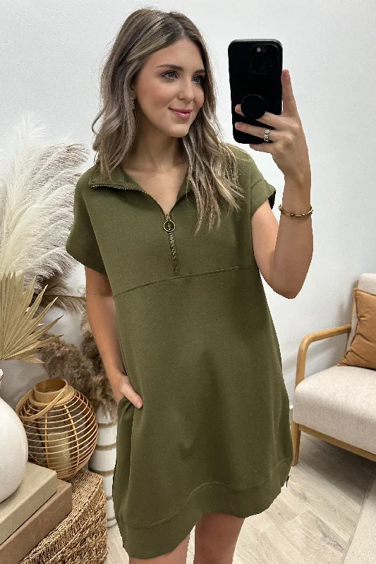 "Zip It" Dress (Olive)