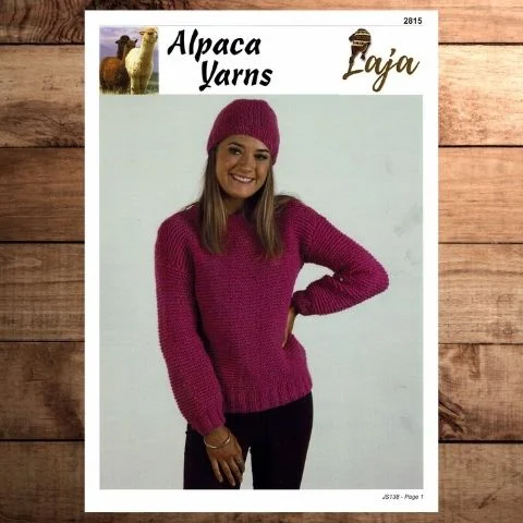 Alpaca Yarns Laja 2815 - Cosy Jumper and Beanie Zippered Front Buttoned Front Snap Front Alpaca Yarns Laja 2815 - Cosy Jumper and Beanie Zippered Front Buttoned Front Snap Front