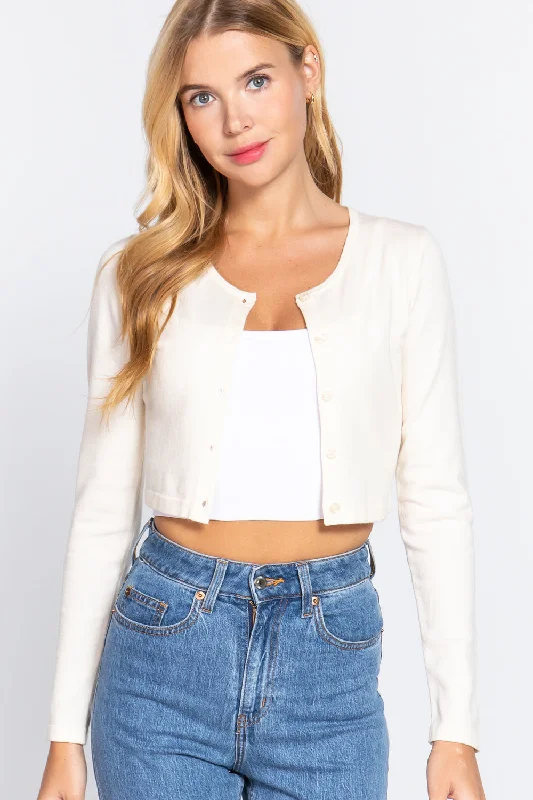 Long Slv Round Neck Viscose Sweater Welt Pockets Slit Pockets Flap Pockets
