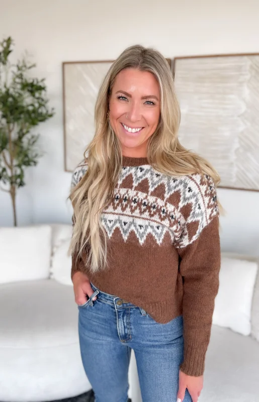 Audrey Aztec Pattern Knit Sweater Lightweight Heavyweight Midweight