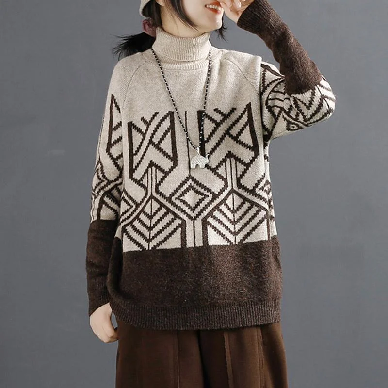 Autumn Retro Thick Turtleneck Knitted Sweater Thin Thick Dense