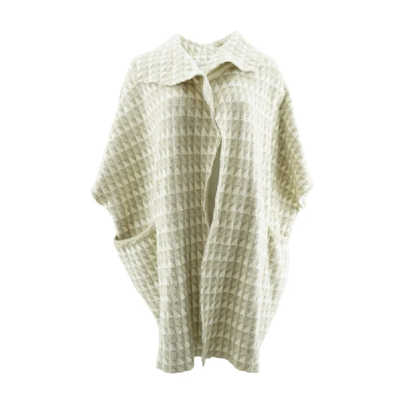 Beige Geometric Cape Sweater Knit Fabric Woven Fabric Fleece Fabric