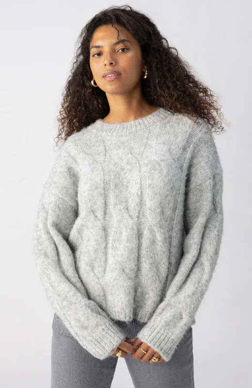 Sanctuary - Cable Crew Sweater Real Fur Shearling Chenille