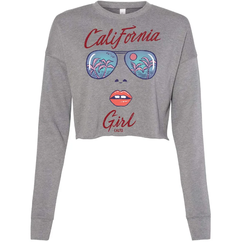 California Girl Glasses Cropped Sweater Cable Knit Ribbed Knit Lace Knit