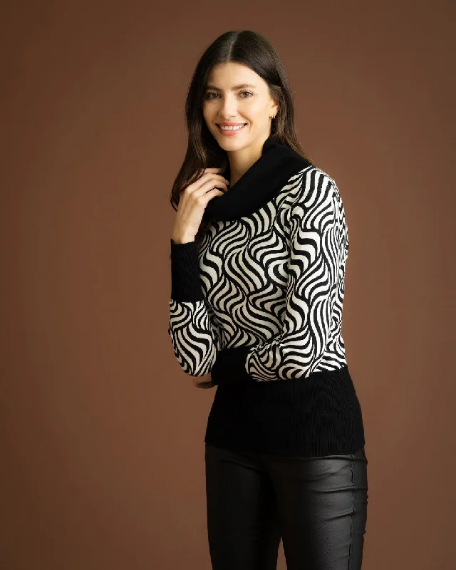 Marble Turtleneck Sweater Black/White Transparent Opaque Sheer