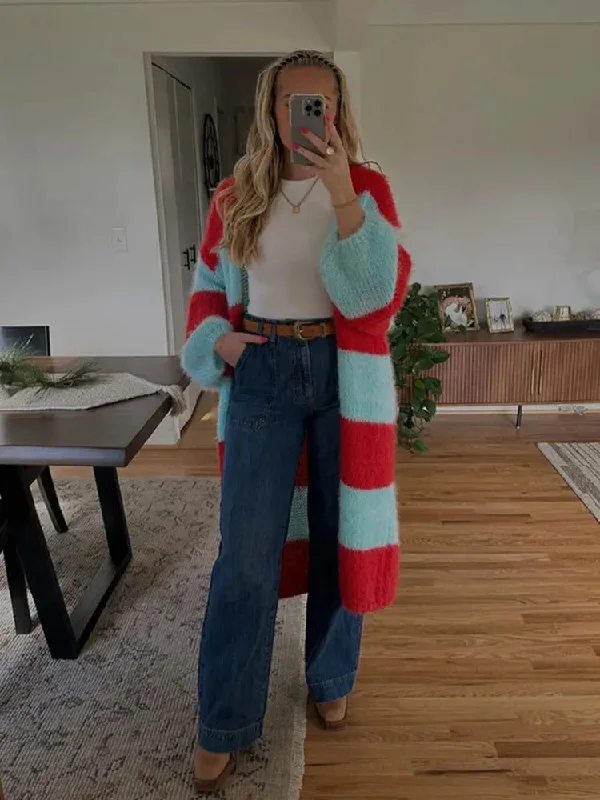 Stripe 4 Long Cardigan